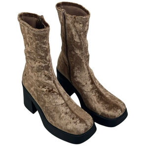 Steve Madden Klayton Mushroom Velvet Platform Mid Boots Womens 9.5M New $130